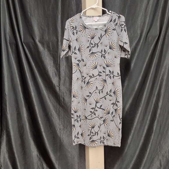 LuLaRoe Gray Midi Sheath Dress with Crew Neck - Picture 5 of 11